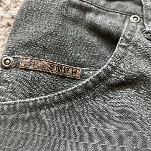 Big Smith Shorts 34 Mens Green Plaid Canvas Carpenter Ripstop Utility Workwear - Picture 6 of 9